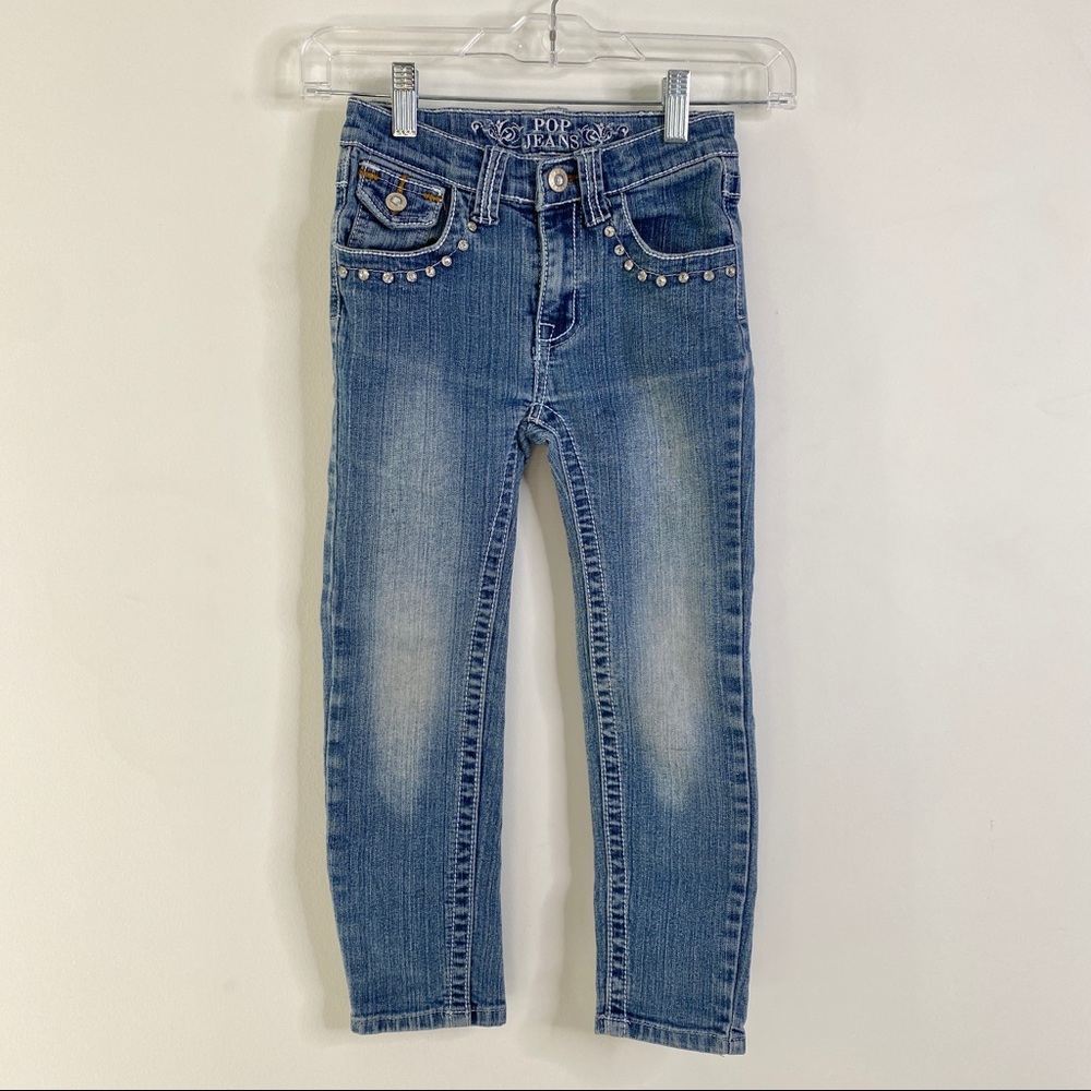 Pop Jean Youth Girls Skinny Jeans Kids Sz 6 Youth Denim Light Wash Rhinestone